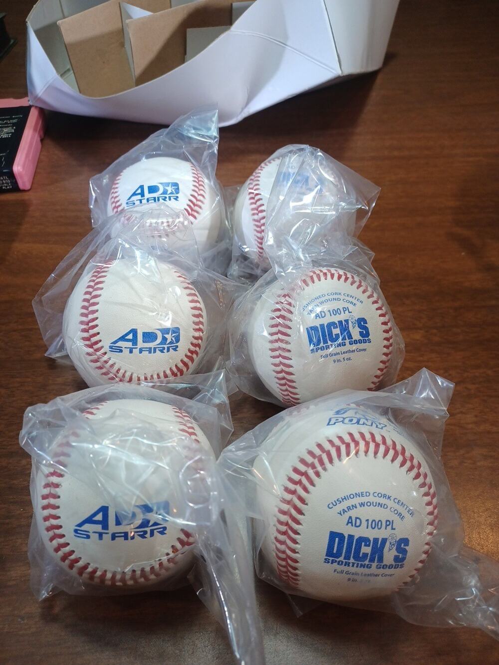 AD 100 Series Lot Of 6 Cushioned Cork Center & Wool Wound Core 9" 5 Oz Baseball